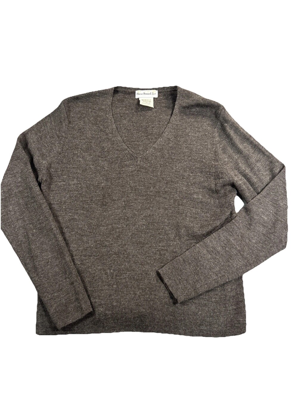 Vintage Harvey Bernard Sport Brown Wool Blend V-Neck Long Sleeve Sweater